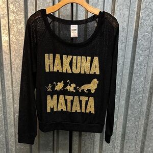 Disney Black Sweatshirt with Gold 'Hakuna Matata' Glitter Graphic
